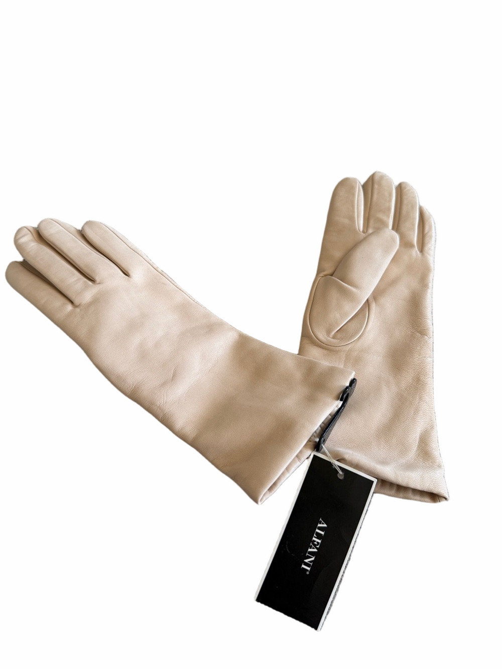 Alfani Ecru Leather Cashmere-Lined Gloves NWT Size 6.5 | Luxury Winter Essential